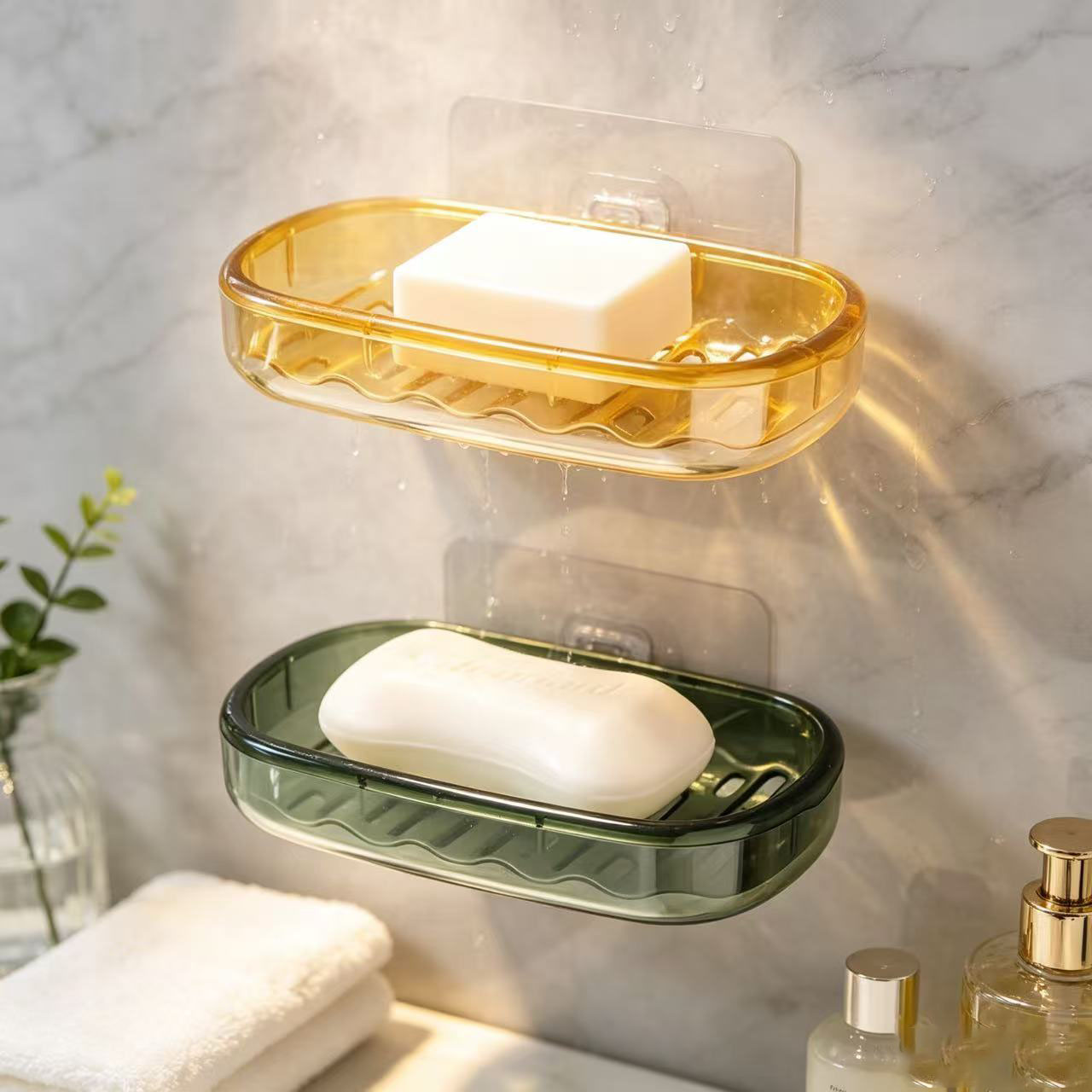 Home Kitchen Bathroom Cleaning - 3 porte-savons, double couche de drainage,