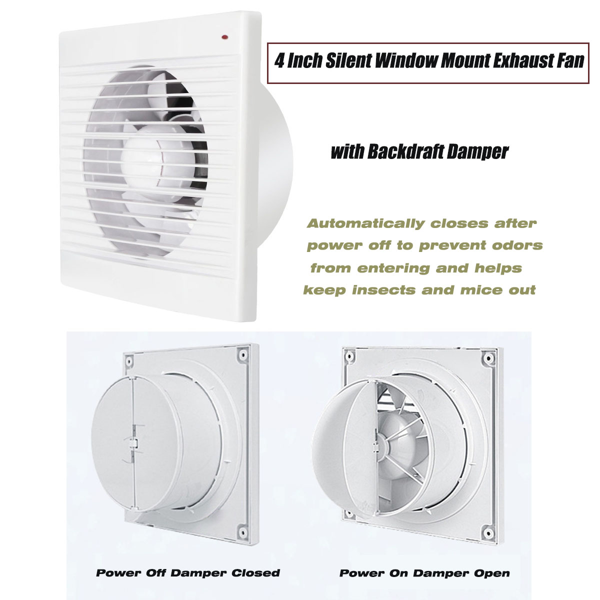 Home Bathroom Vent - Ventilateur d'extraction silencieux de 4 pouces