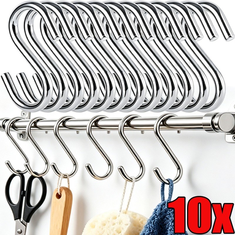 Towel Bar Stainless - Lot de 10 crochets en acier